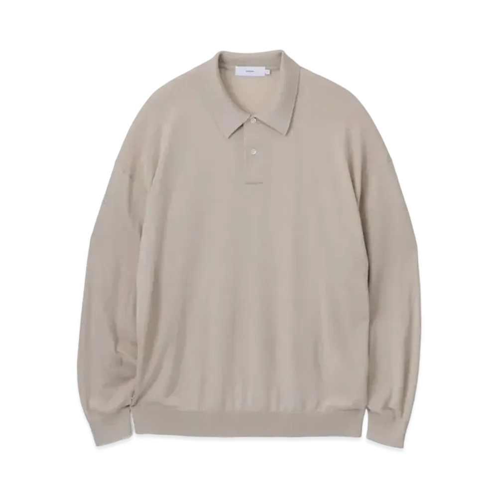 Graphpaper High Gauge Knit Oversized L/S Polo "Beigh"