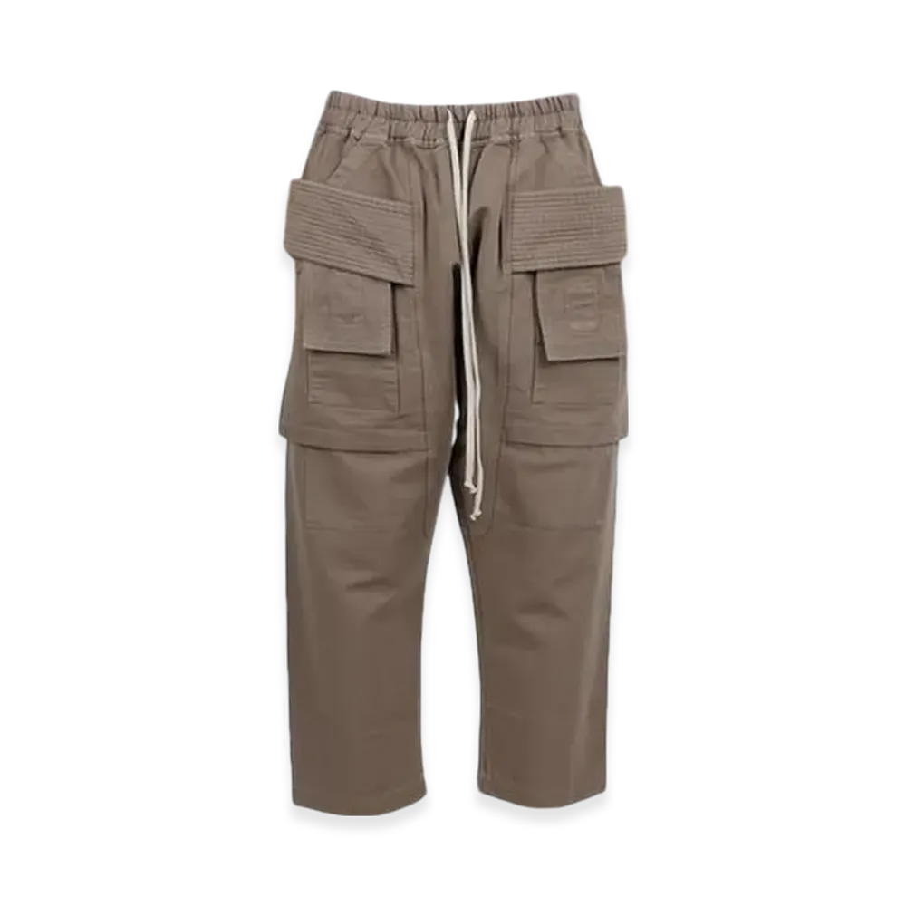 Rick Owens Cotton Woven Creatch Cargo Cropped Drawstring Pants "Dust"