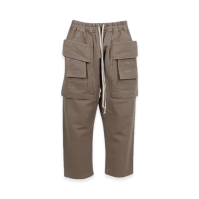 Rick Owens Cotton Woven Creatch Cargo Cropped Drawstring Pants "Dust"