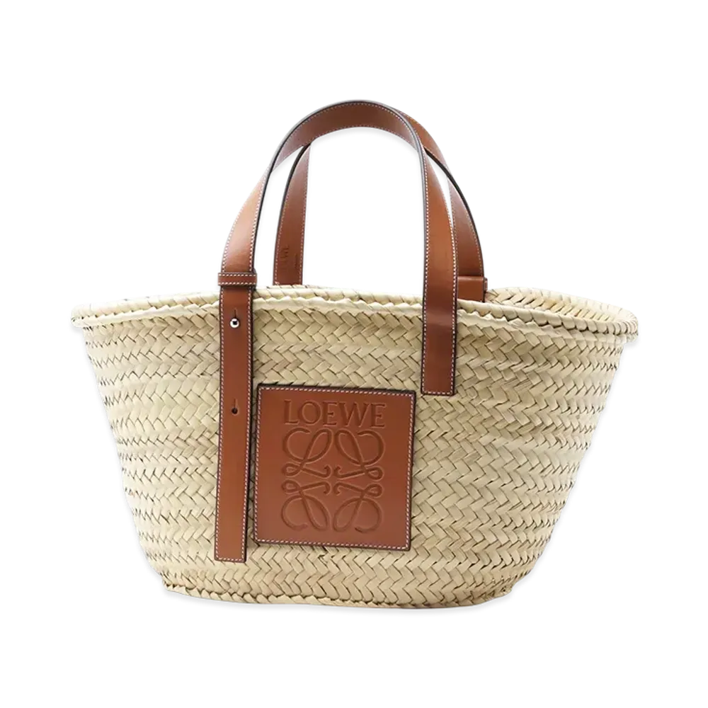 LOEWE Cesta De Palma Raffia "Natural Tan"