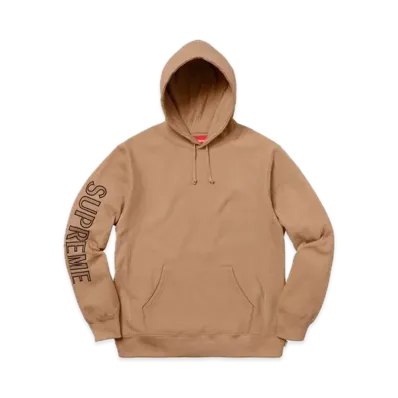 Supreme Sleeve Embroidery Hooded Sweatshirt "Light Brown"