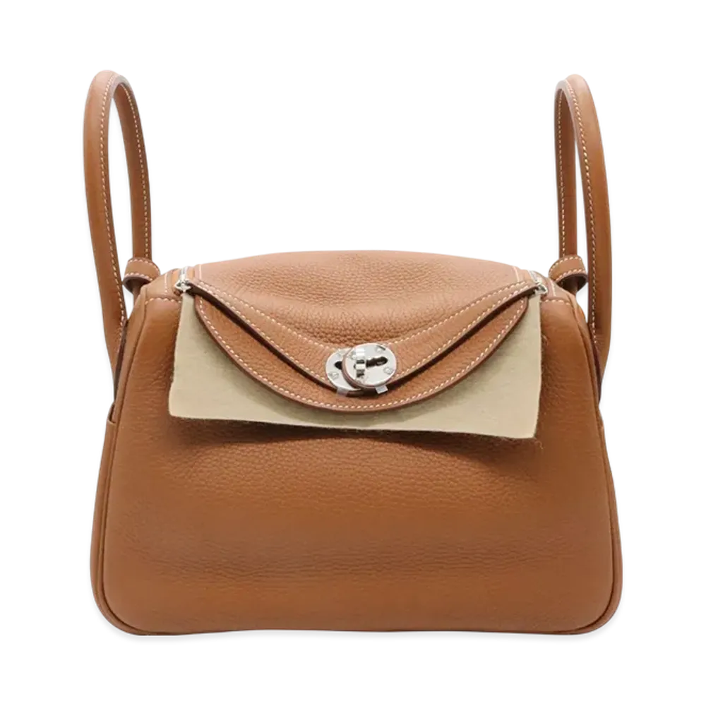 Hermes Lindy 26 Taurillon Clemence Gold & Silver Hardware K Stamp "Brown"