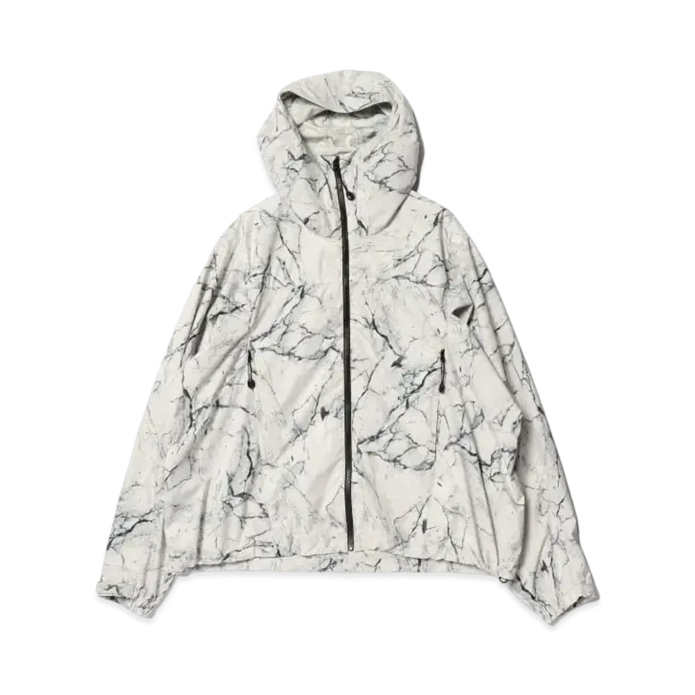BEAMS Water Repellent Allover Print Zip-Up Hoodie "White"