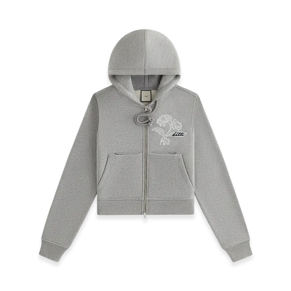 Kith x Lisa Women's Tye Embroidered Lace Zip Hoodie "Cool Heather Grey"