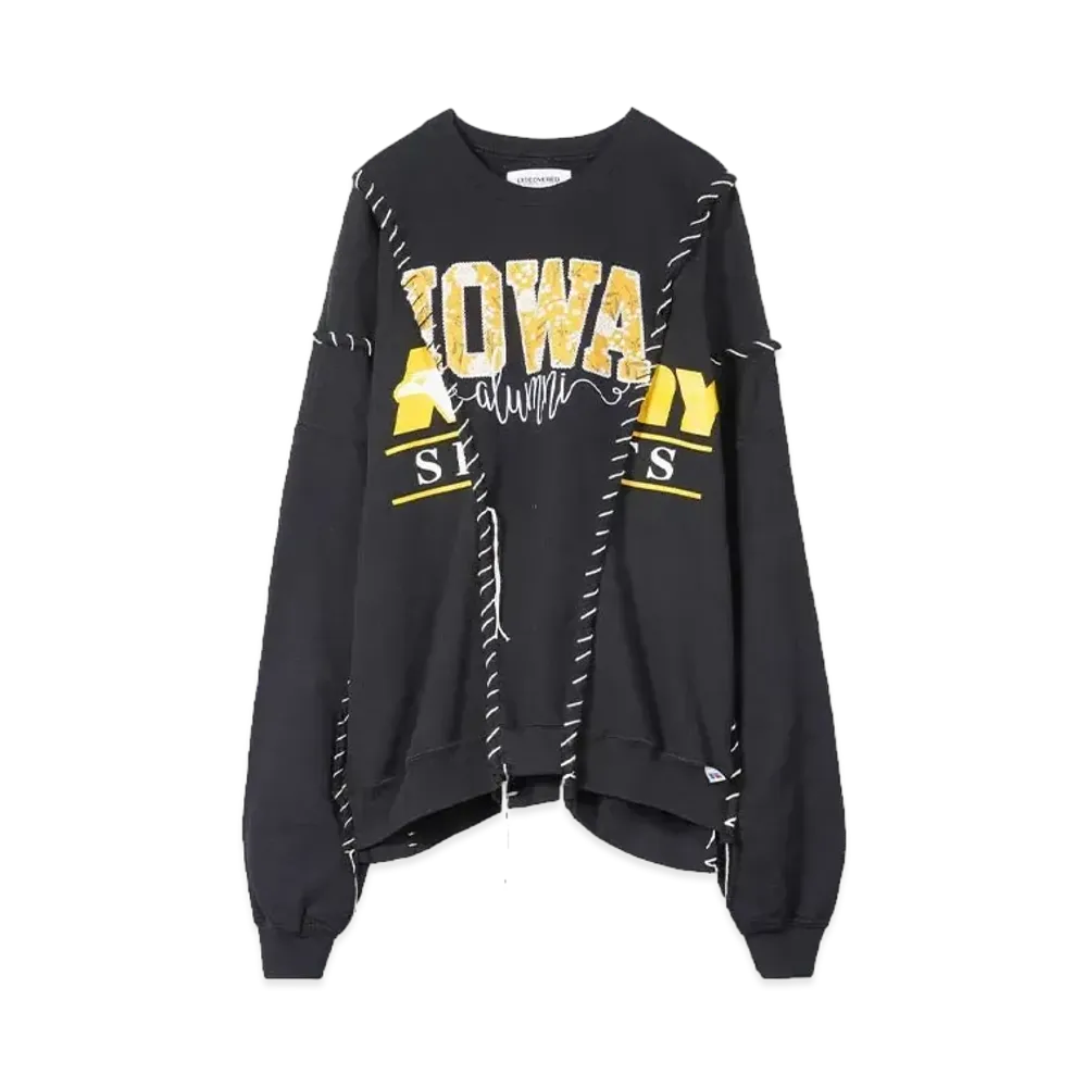 DISCOVERED HYPE DROP EXCLUSIVE LOOPING WIDE COLLEGE SWEAT "BLACK EX03"