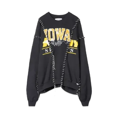 DISCOVERED HYPE DROP EXCLUSIVE LOOPING WIDE COLLEGE SWEAT "BLACK EX03"