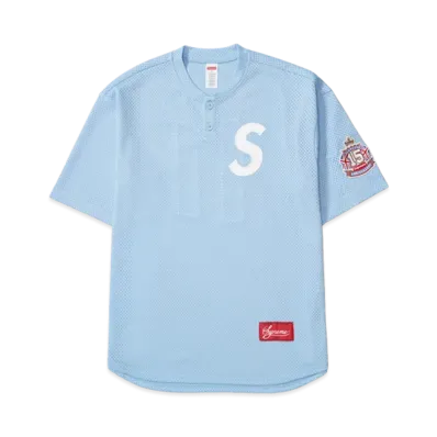 Supreme Shop S Logo Baseball Henley "Light Blue - London"
