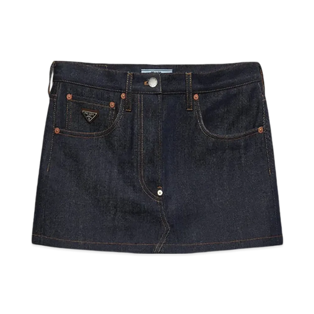 PRADA Women's Miniskirt In Selvedge Denim "Navy"