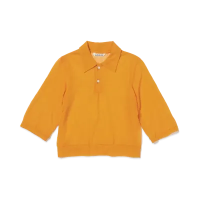 AURALEE Hard Twist Cotton Gauze Short Polo "Orange"