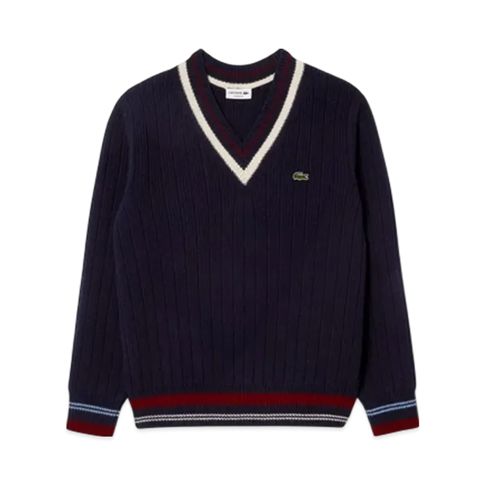 LACOSTE Classic V Neck Knit Sweater "Navy"