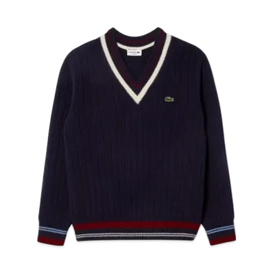 LACOSTE Classic V Neck Knit Sweater "Navy"