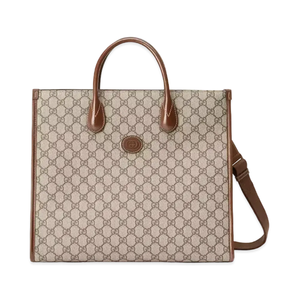 GUCCI Interlocking G Medium Tote Bag "Beige/Ebony"