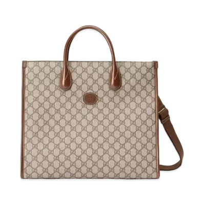 GUCCI Interlocking G Medium Tote Bag "Beige/Ebony"