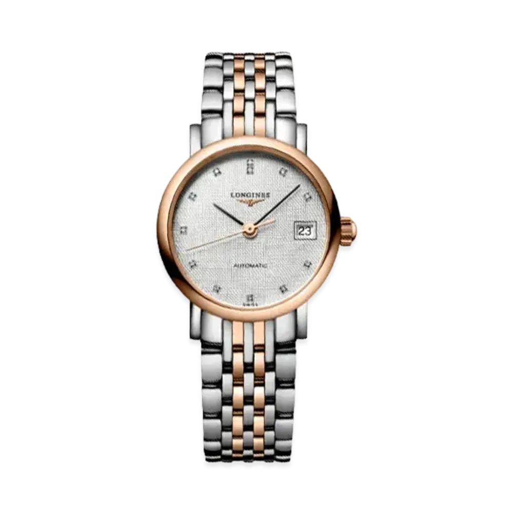 Longines Elegant Collection 25.50 mm "Striped Silver/Stainless Steel/Rose Gold" L4.309.5.77.7