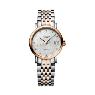 Longines Elegant Collection 25.50 mm "Striped Silver/Stainless Steel/Rose Gold" L4.309.5.77.7