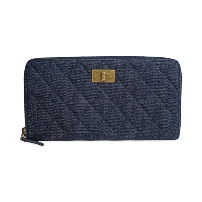CHANEL 2.55 Round Zip Wallet Denim "Indigo/Gold"