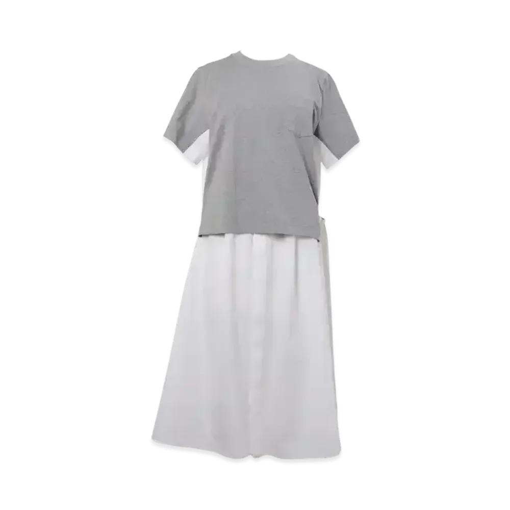sacai Cotton Poplin x Cotton Jersey Dress "Light Grey/Off White"
