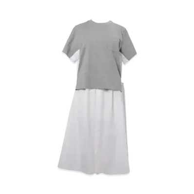sacai Cotton Poplin x Cotton Jersey Dress "Light Grey/Off White"