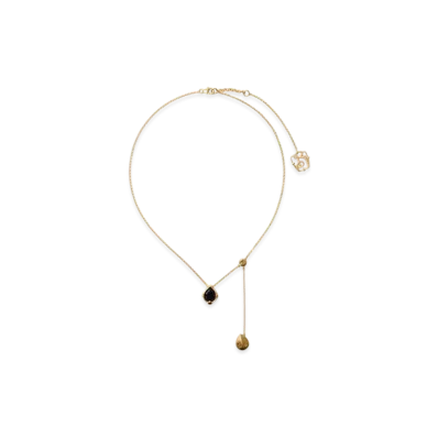 Burberry Onyx Shield Pendant Necklace "Gold/Black/Clear"