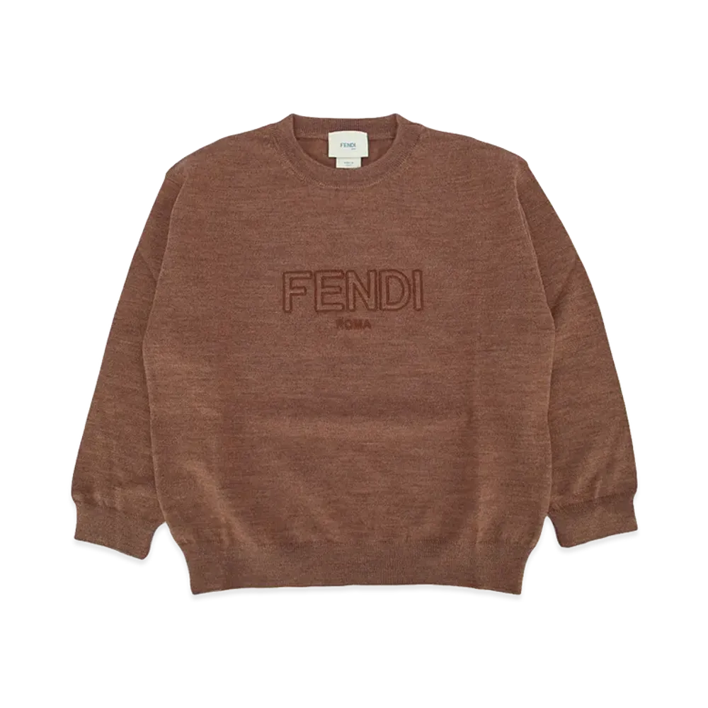FENDI Kids Girocollo Light Wool Sweater "Camel"