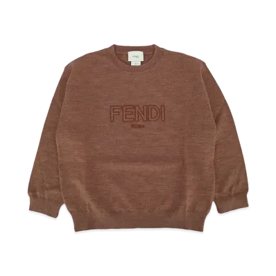 FENDI Kids Girocollo Light Wool Sweater "Camel"