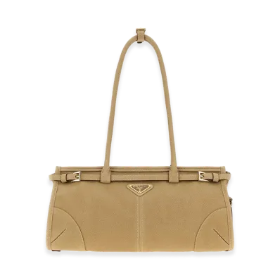 PRADA Women's Nabuk PRADA Women's Bonnie Shoulder Bag "Beige"