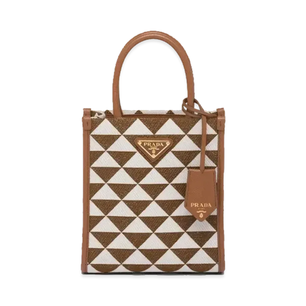PRADA Symbole Embroidered Fabric Mini Bag "Brown/White"