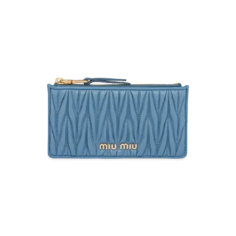 MIU MIU Materasse Leather Card Case "Light Blue"
