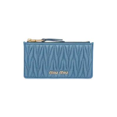 MIU MIU Materasse Leather Card Case "Light Blue"