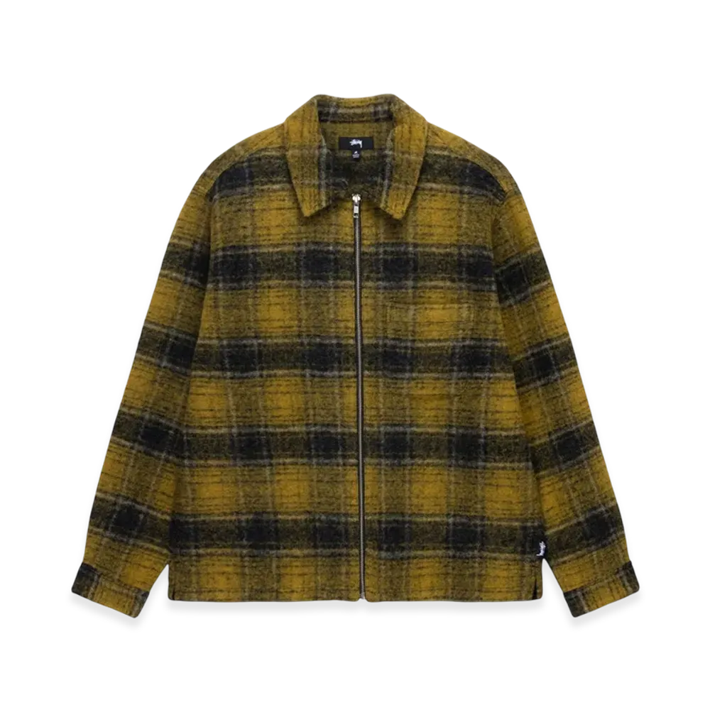 Stussy Wool Plaid Zip Shirt "Yellow"