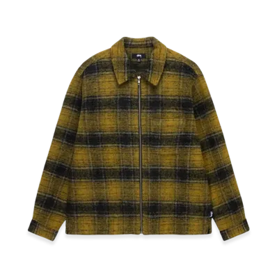 Stussy Wool Plaid Zip Shirt "Yellow"