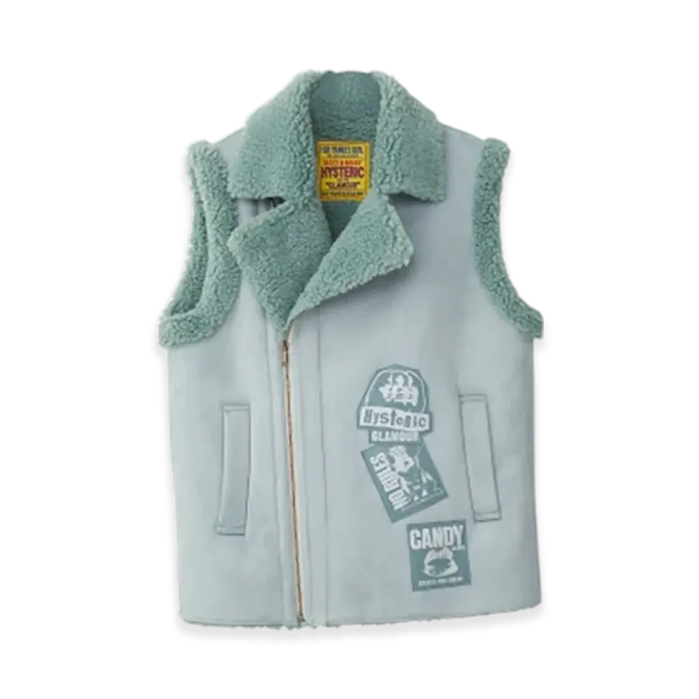 HYSTERIC GLAMOUR Punk Custom Eco Mouton Vest "Green"