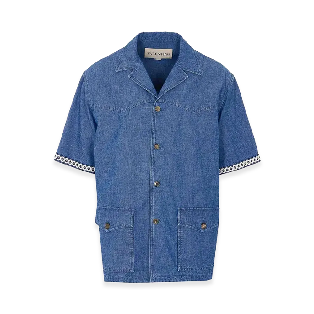 Valentino Denim Shirt With Frontal Buttons Closure "Blue"