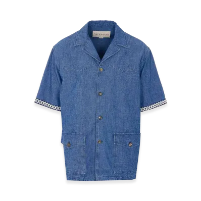 Valentino Denim Shirt With Frontal Buttons Closure "Blue"