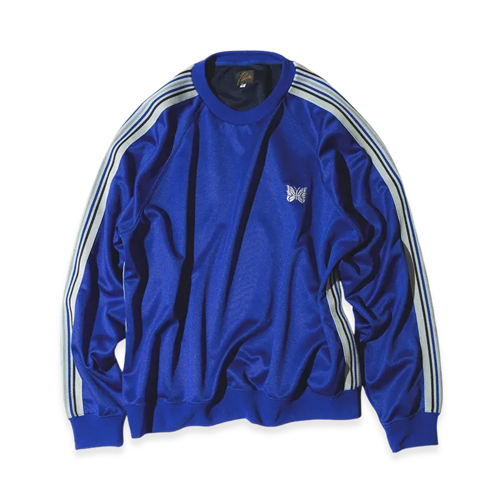 BEAMS JAPAN x NEEDLES 2Tone Jersey Track Crew Neck Shirt "Blue"