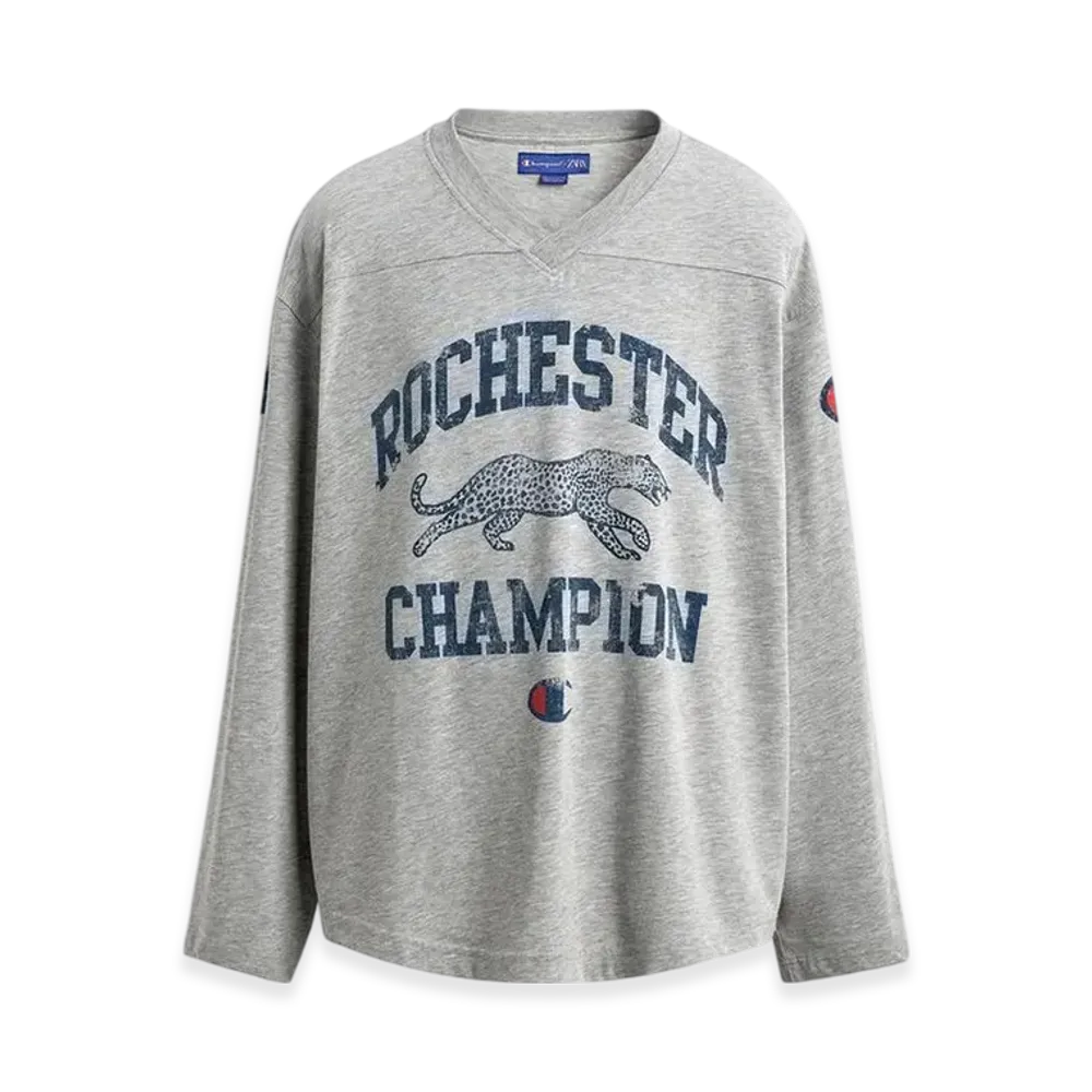ZARA x CHAMPION Print T-Shirt "Grey Marl"