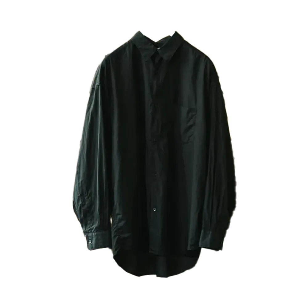 Graphpaper Deep Black Dyed Broad L/S Oversized Regular Collar Shirt "Deep Black"