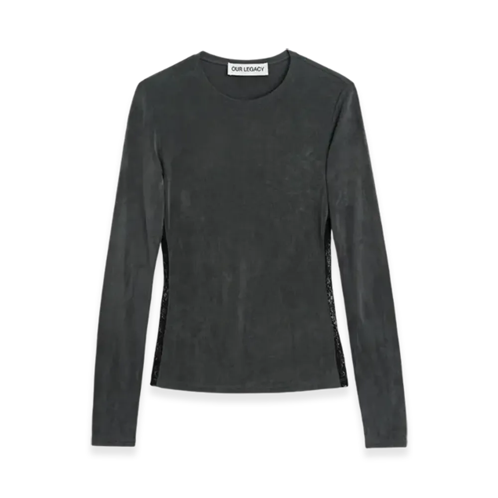 OUR LEGACY Women's Super Slim L/S "Dark Grey Lace Cupro"
