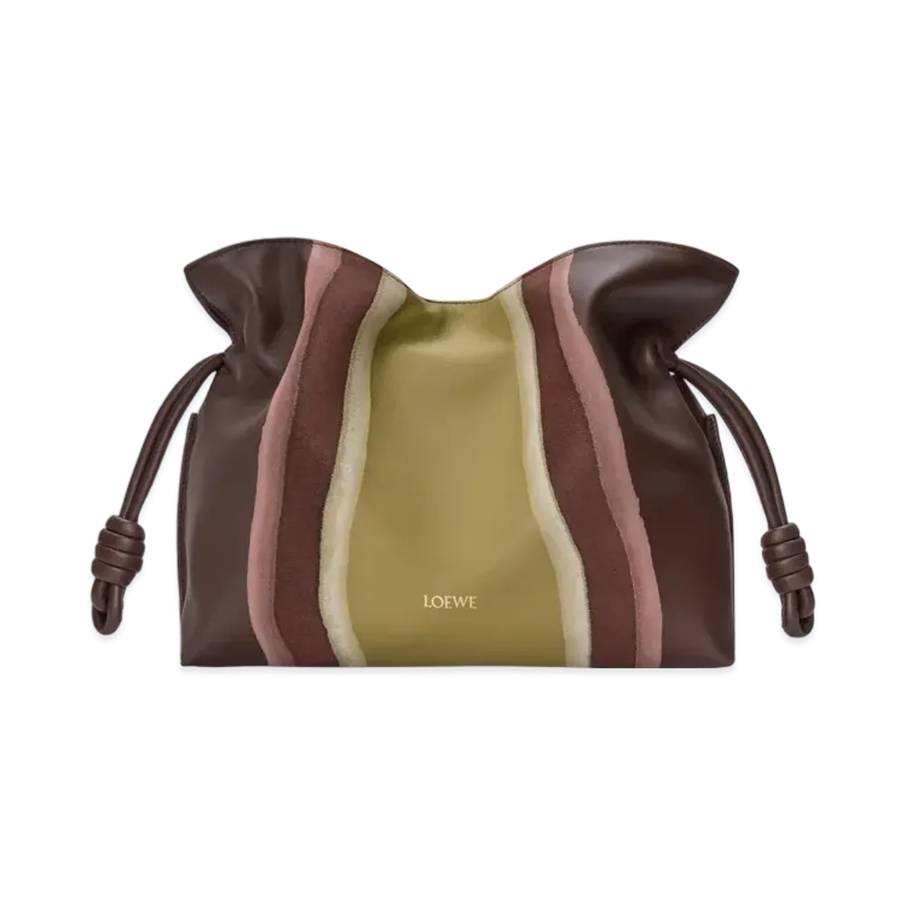 LOEWE Flamenco Clutch Landscape Medium "Dark Browny"