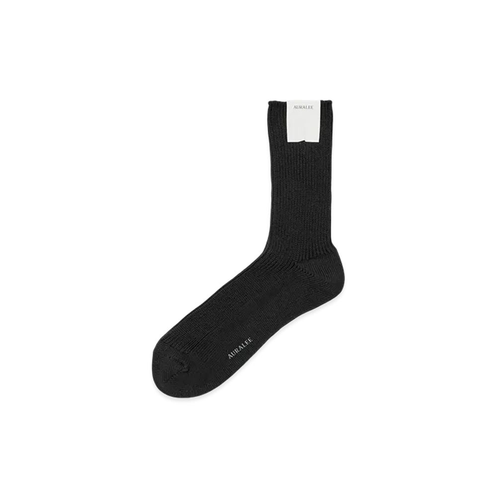 AURALEE Women's Cotton Cashmere Low Gauge Socks "Black"
