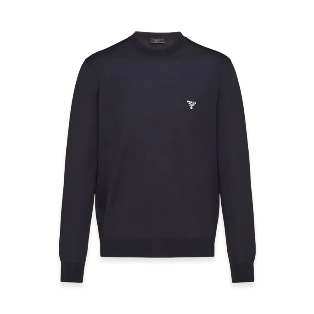 PRADA Superfine Wool Crewneck Sweater "Navy"
