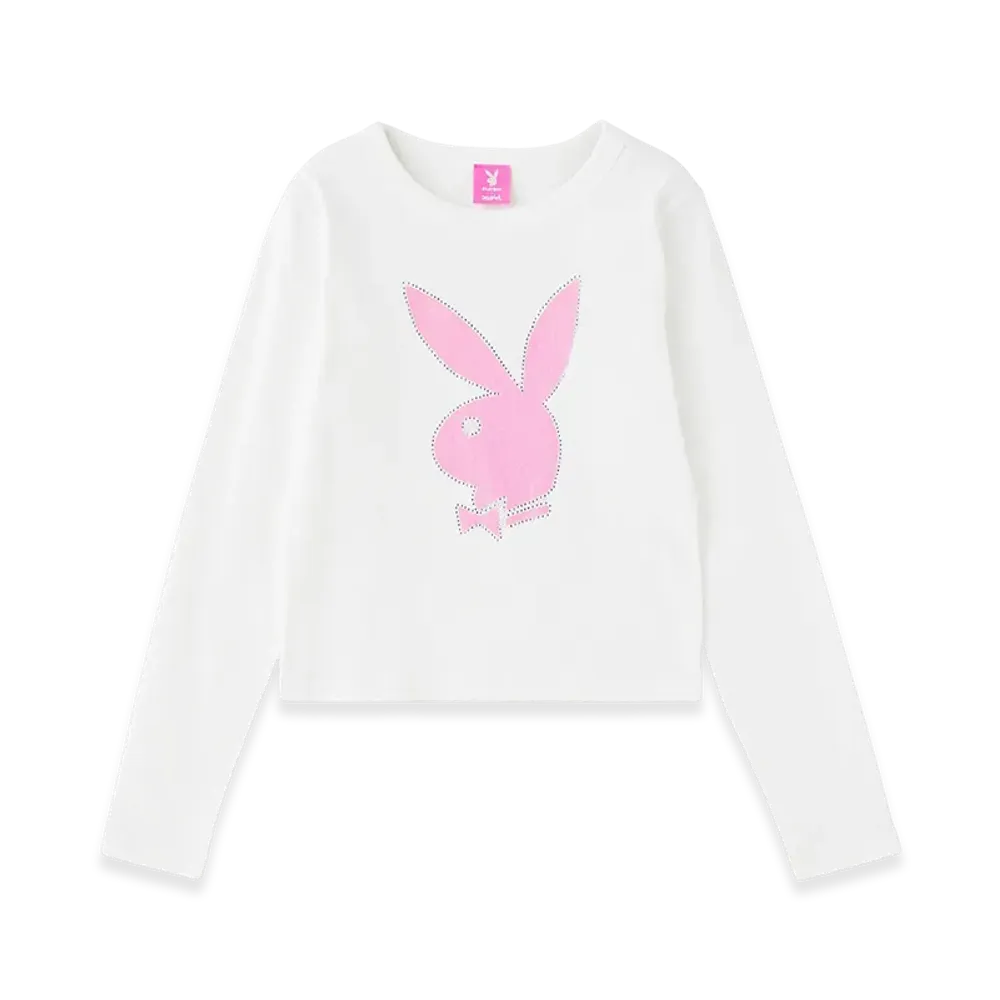 X-Girl x Playboy L/S Baby Tee "White"