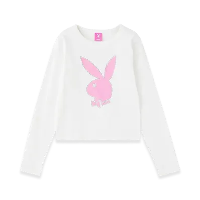 X-Girl x Playboy L/S Baby Tee "White"