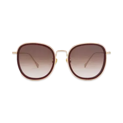 CHARLES & KEITH Recycled Acetate Metallic Rim Sunglasses "Burgundy"