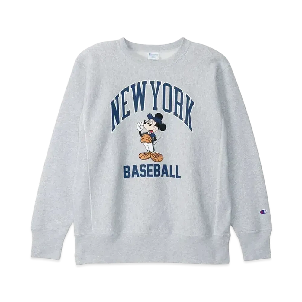 Champion x Disney Reverse Weave Crew Neck Sweatshirt "Silver Gray"
