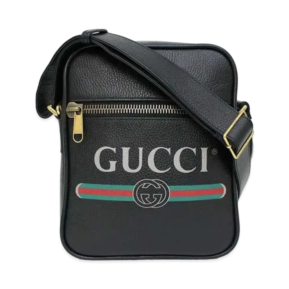 GUCCI Vintage Logo Print Messenger Bag "Black"