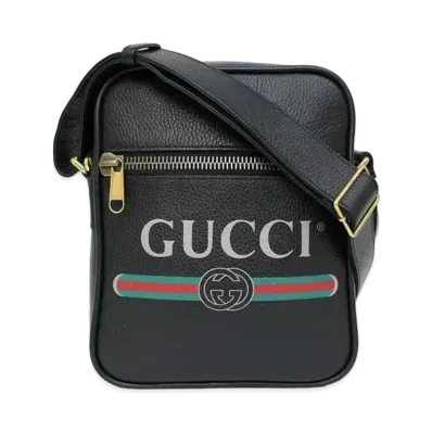 GUCCI Vintage Logo Print Messenger Bag "Black"