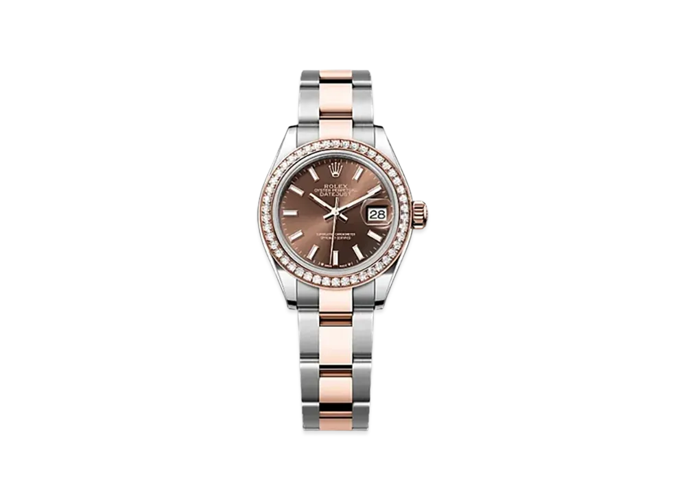 ROLEX Lady-Datejust 28mm Oystersteel & Everose Gold Diamond 279381RBR "Chocolate"