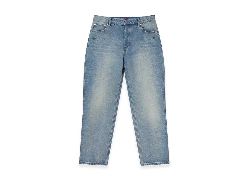 BlackEyePatch Weed Icon Baggy Jeans "Indigo"