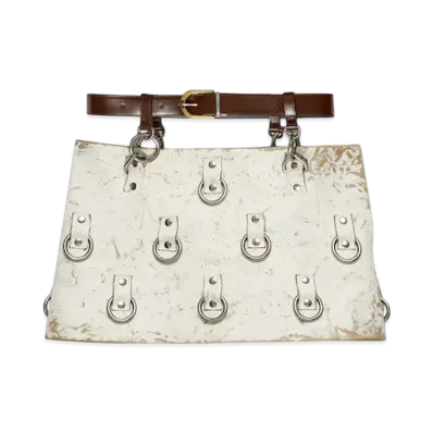 PRADA Women's Embellished Leather Miniskirt "White"